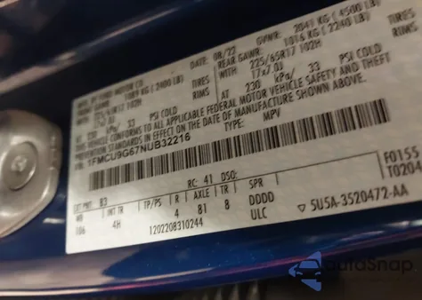 2022 Ford Escape Se from USA, damaged, VIN 1FMCU9G67NUB32216